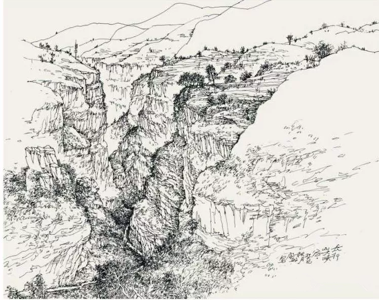 阎敏速写山水画作品欣赏