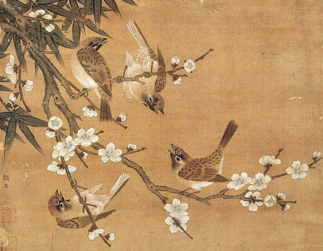 北宋赵昌《麻雀桃花图》