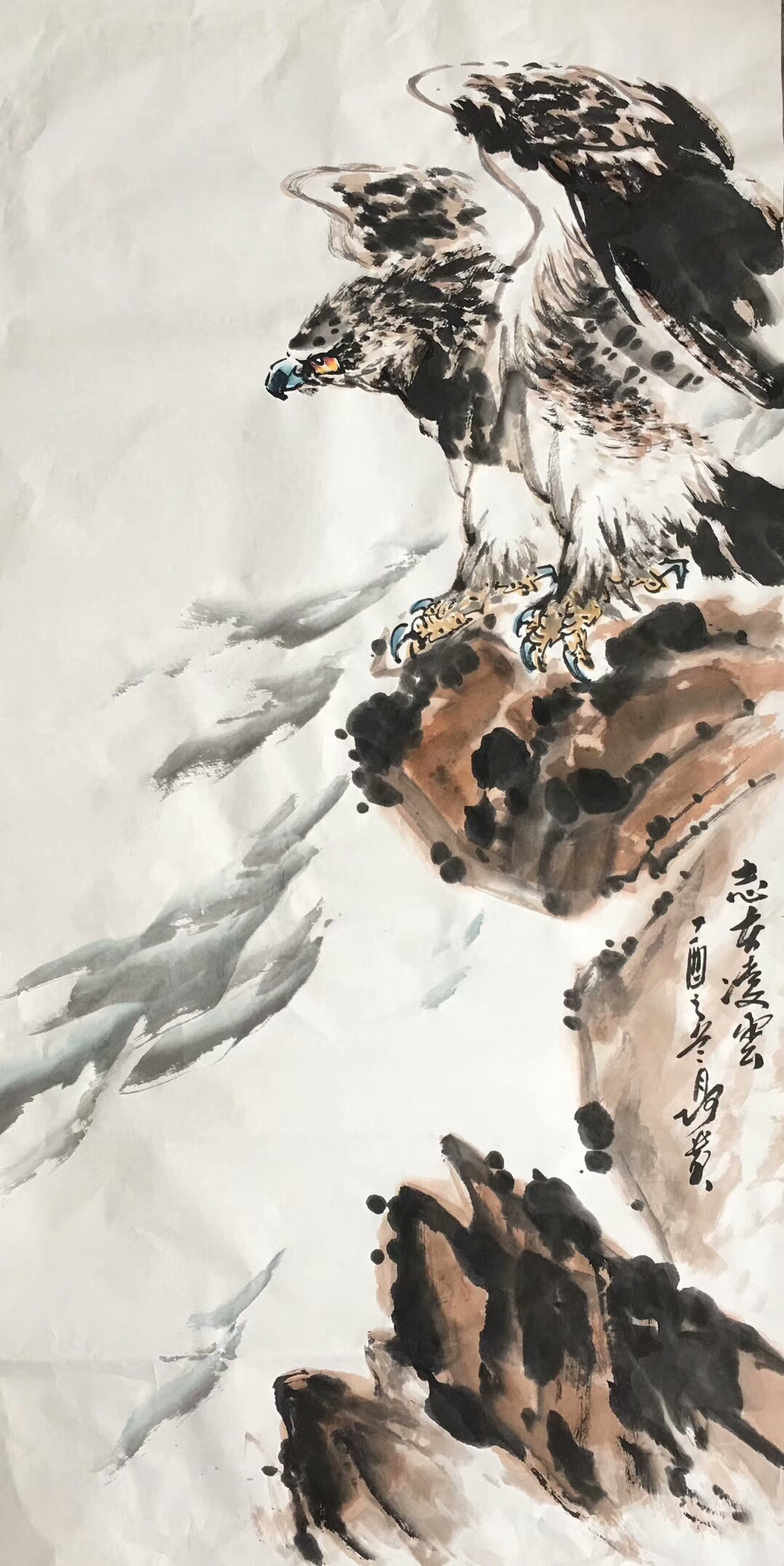 艺术家王贵烨日记:画鹰人作品《俯瞰》,《志在凌云》,王贵烨.【图1】