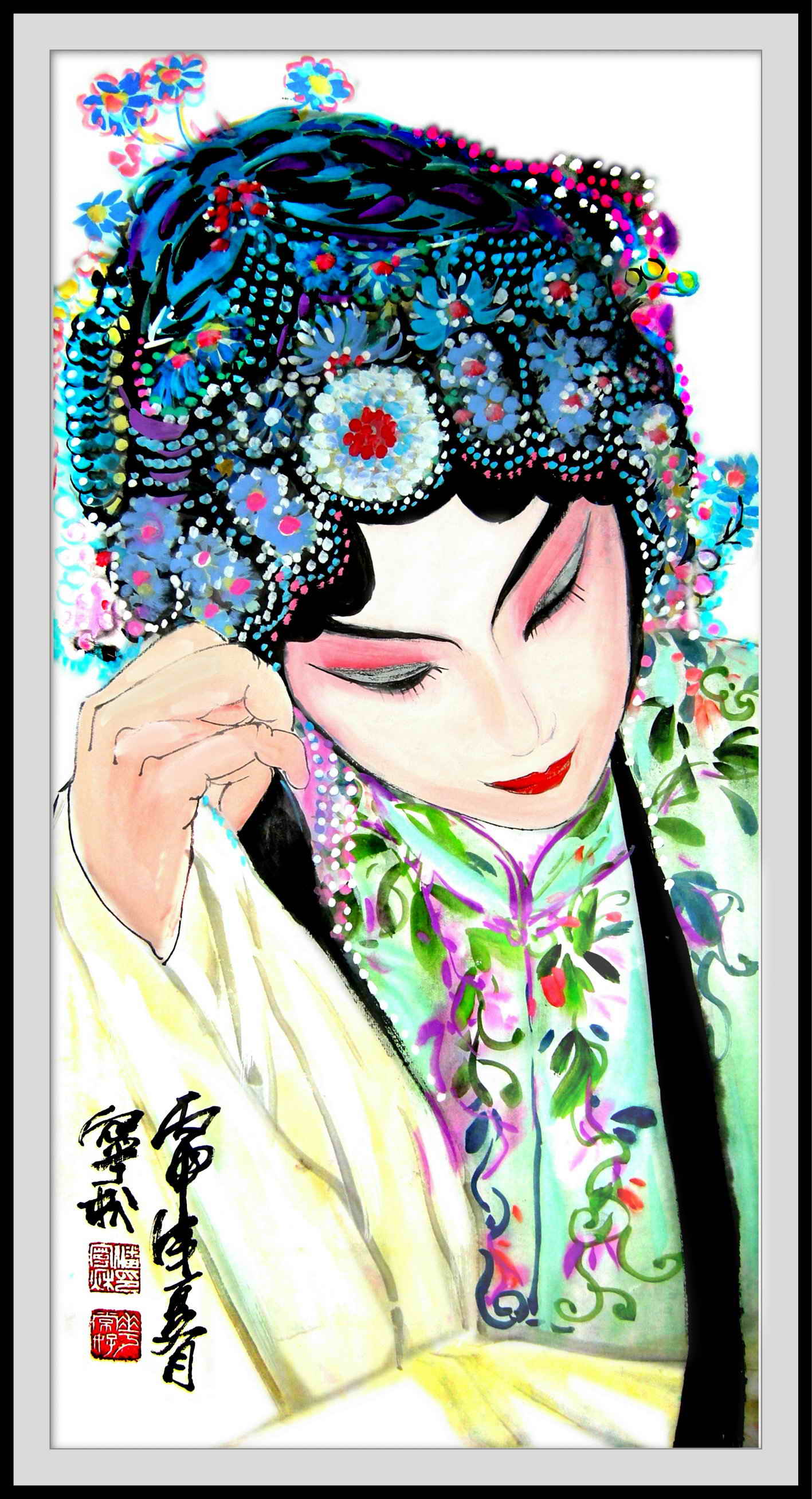 潘宁秋日记-戏曲国画《花旦系列》四尺四开69cmx35cm【图2】