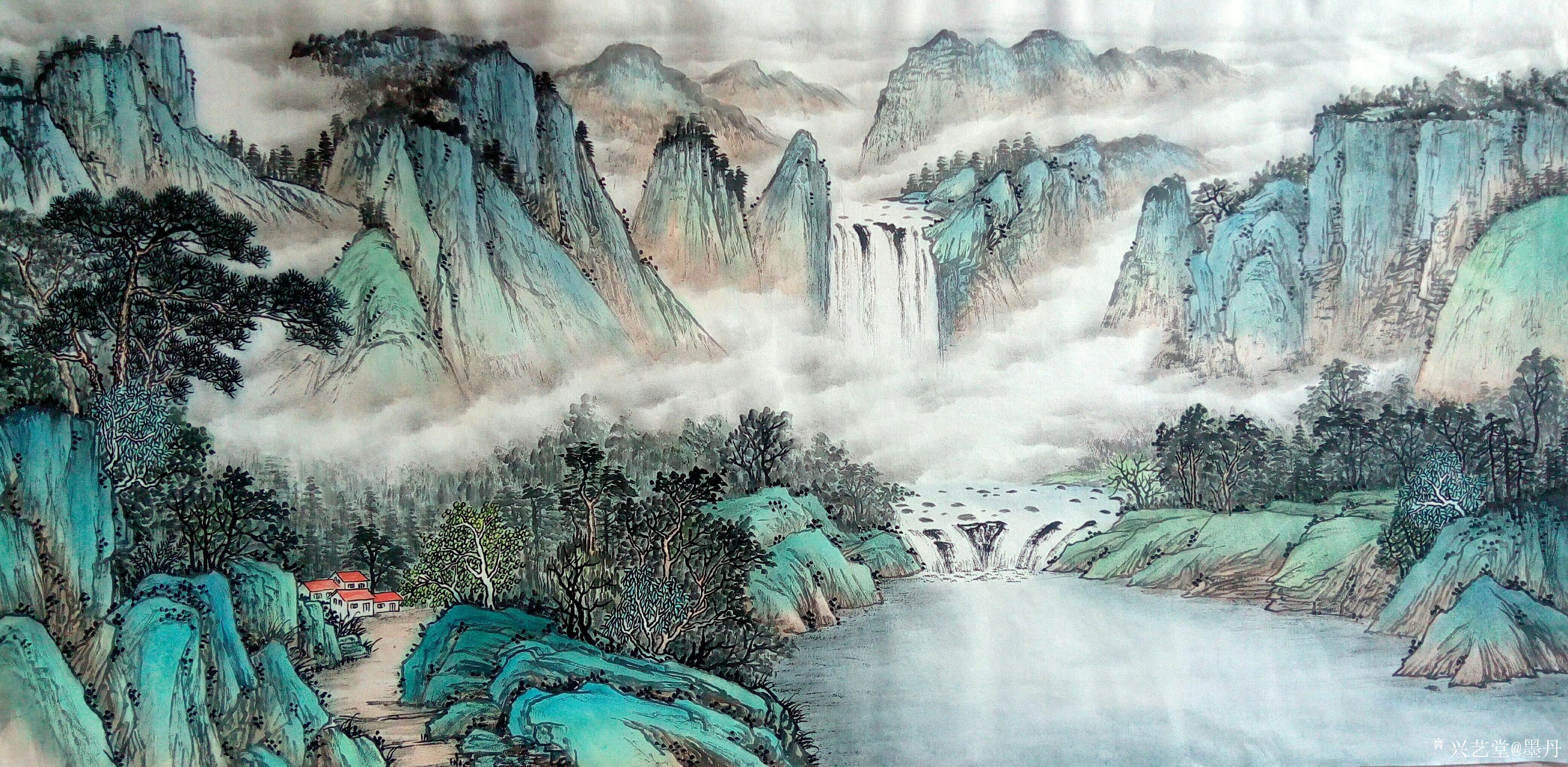 墨丹日记:小青绿山水,墨丹国画作品