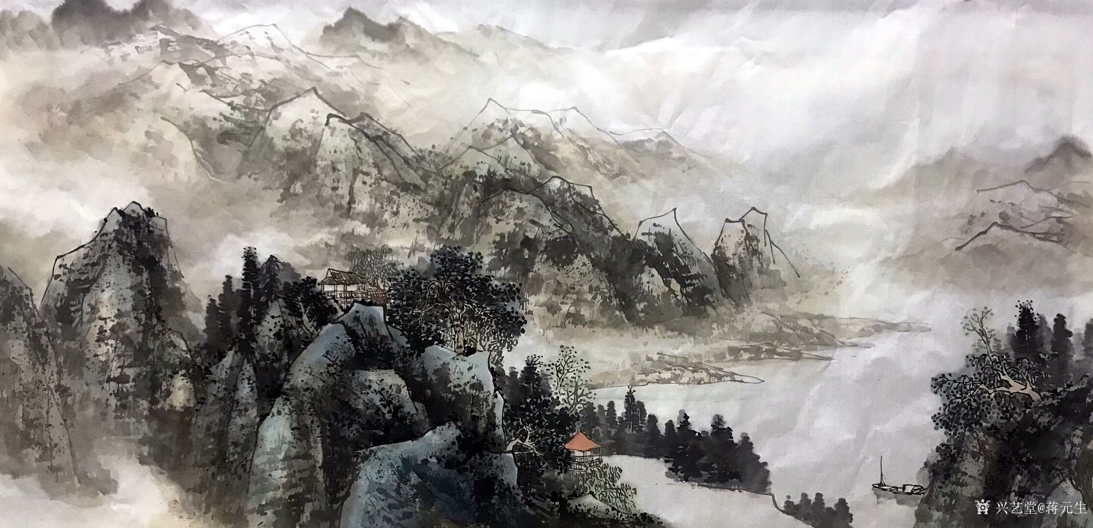 艺术家蒋元生日记:国画山水画《江山揽胜》新作,尺寸(四尺整张,尚未