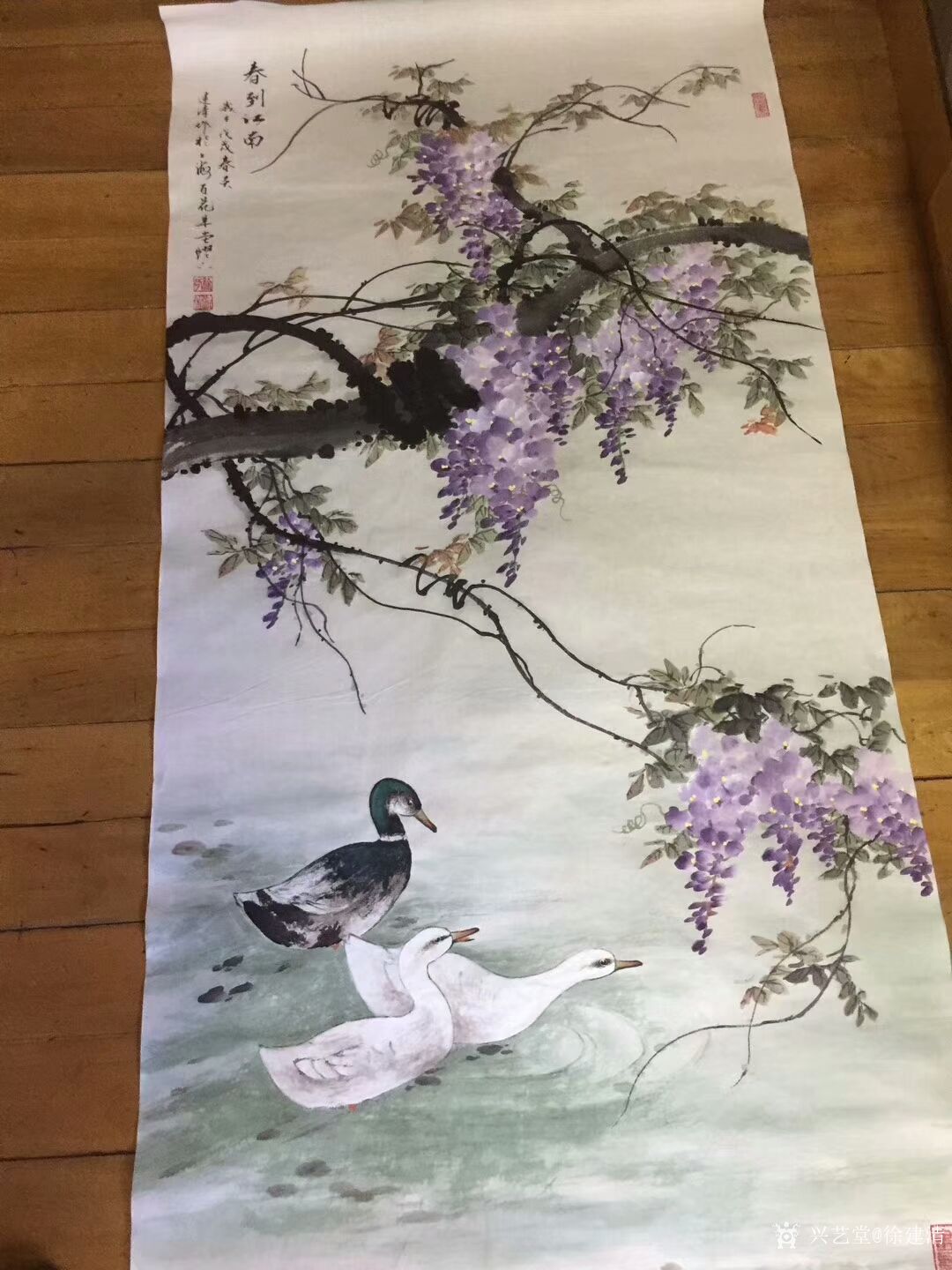 徐建清日记-国画花鸟画《春到江南》《松鹤延年》《富贵吉祥》《孔雀