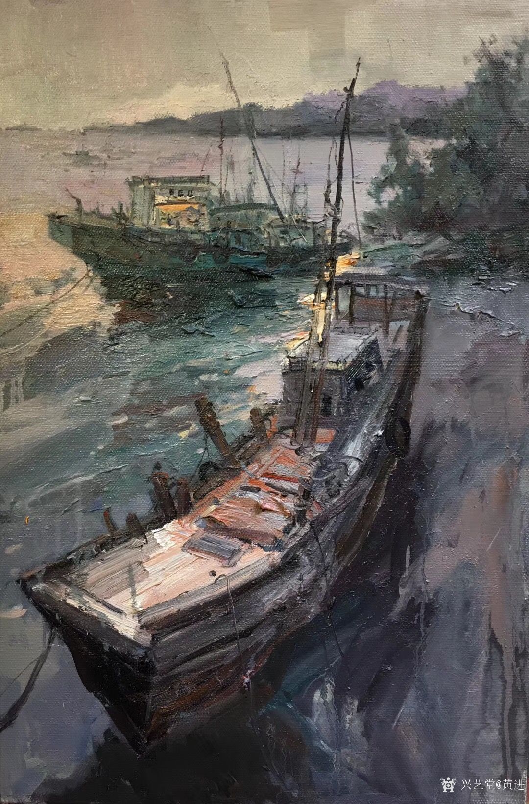 黄进日记:油画风景画《渔人码头》,写生小