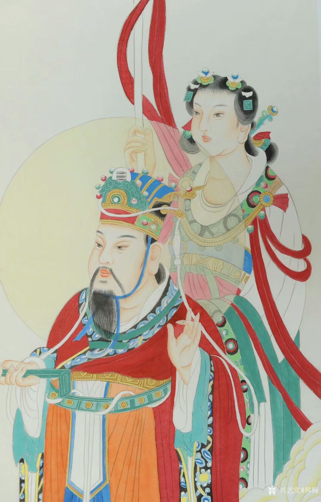 艺术家韩梅日记:工笔人物画《玉皇大帝,四尺整张68*138cm【图0】