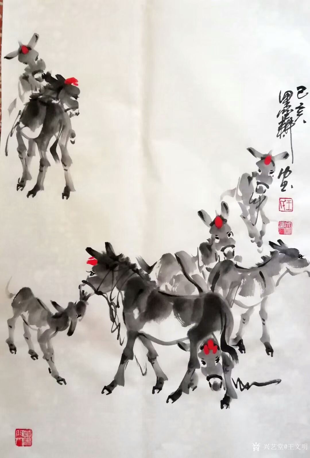 王文明-国画动物写意画小毛驴系列作品,近期练笔作