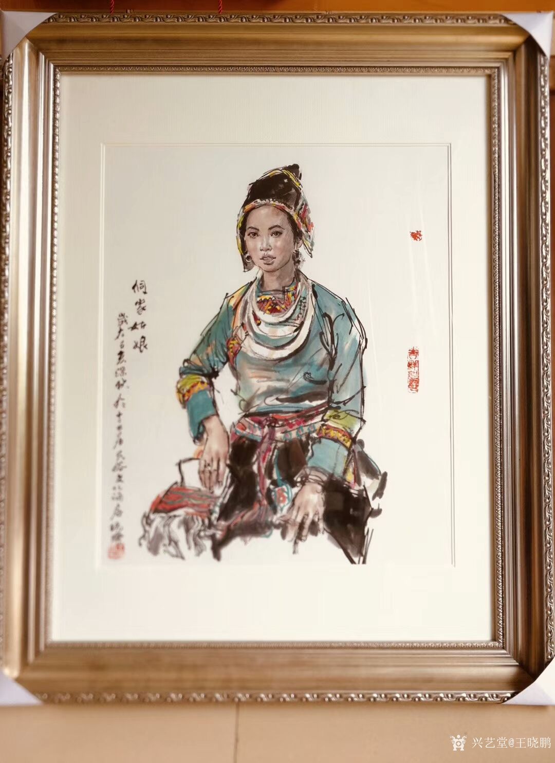 水墨画人物写生系列国画作品《侗家姑娘》中国人是最美的!