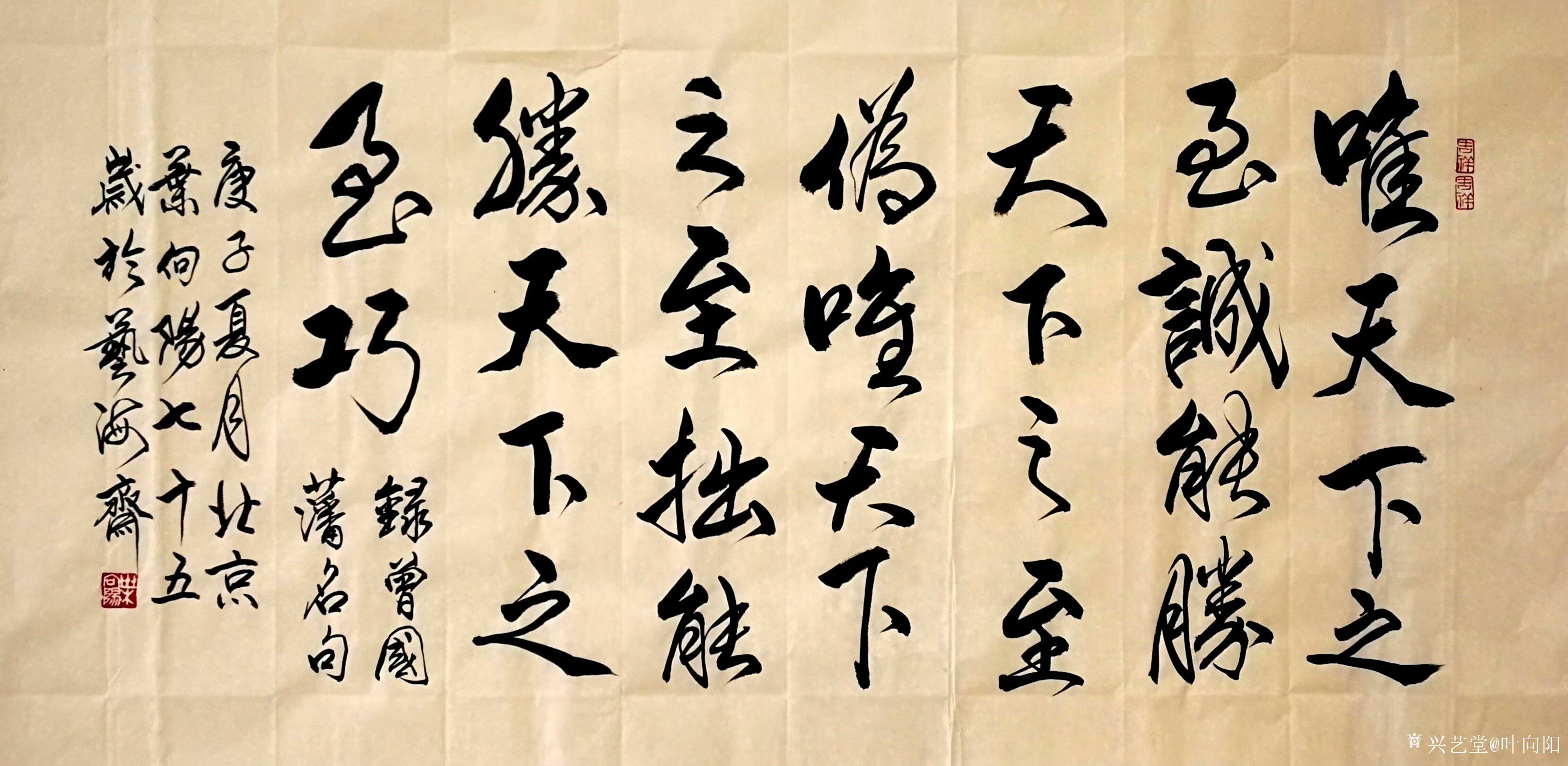 艺术家叶向阳日记:行书书法作品《唯天下之至诚能胜天下之至伪,唯天下