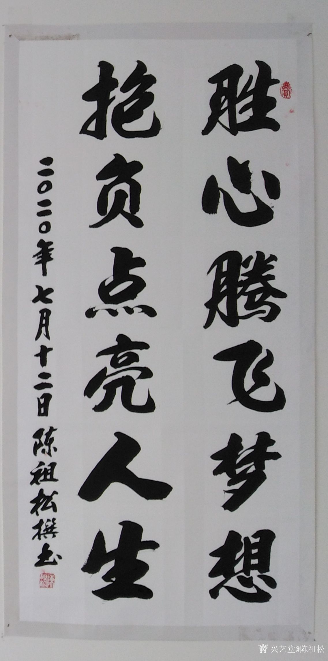 陈祖松日记:书法作品:"胜心腾飞梦想,抱负