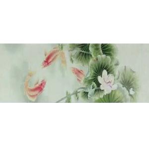 艺术品图片：艺术家林丽姐国画作品名称《【荷塘与鱼】作者林丽姐》价格1080.00 元