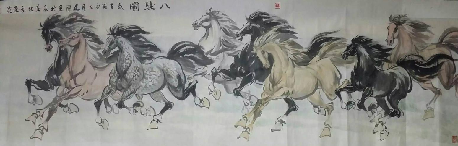 刘建国国画作品《【八骏图】作者刘建国》