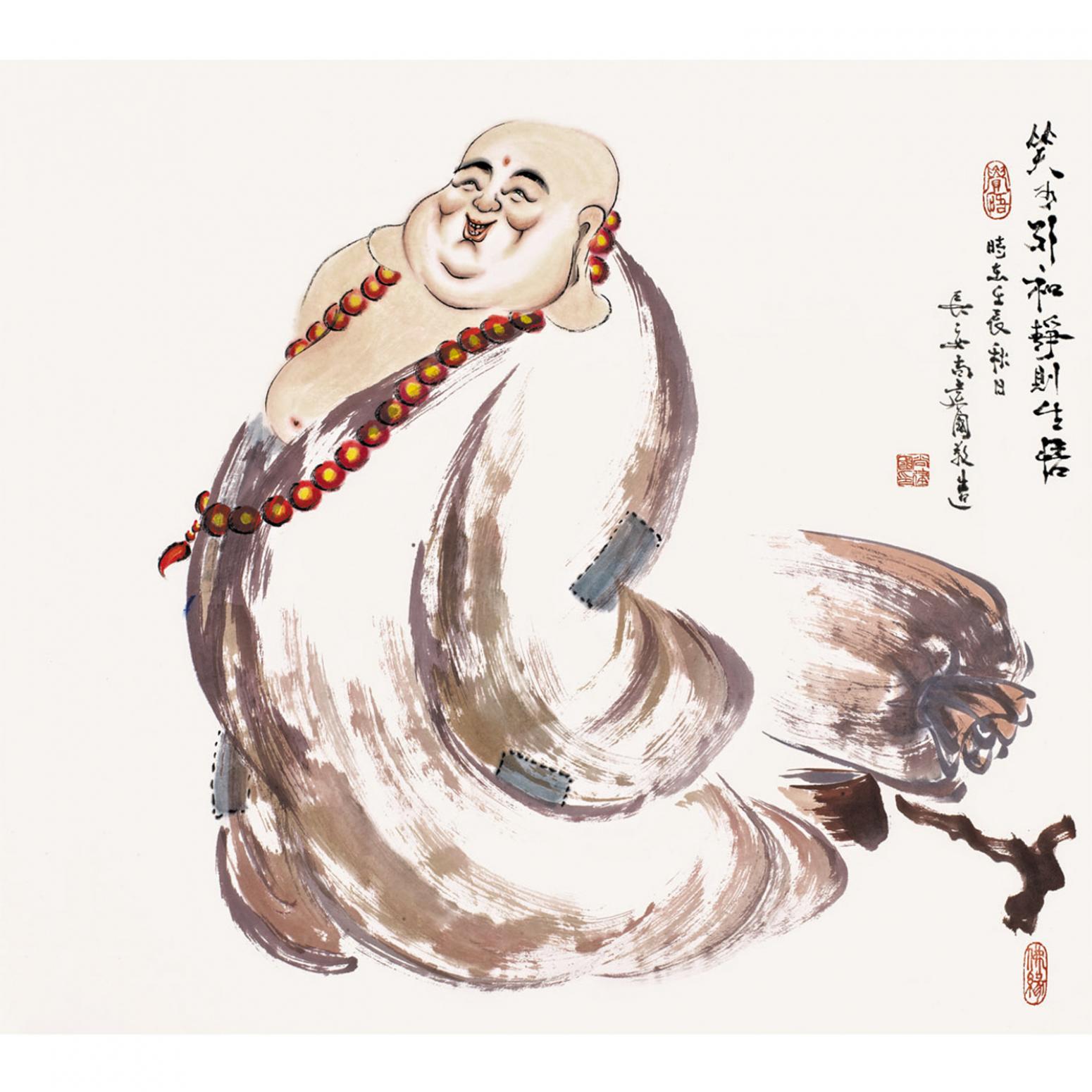 尚建国国画作品【大自在弥勒佛6】作者尚建国》