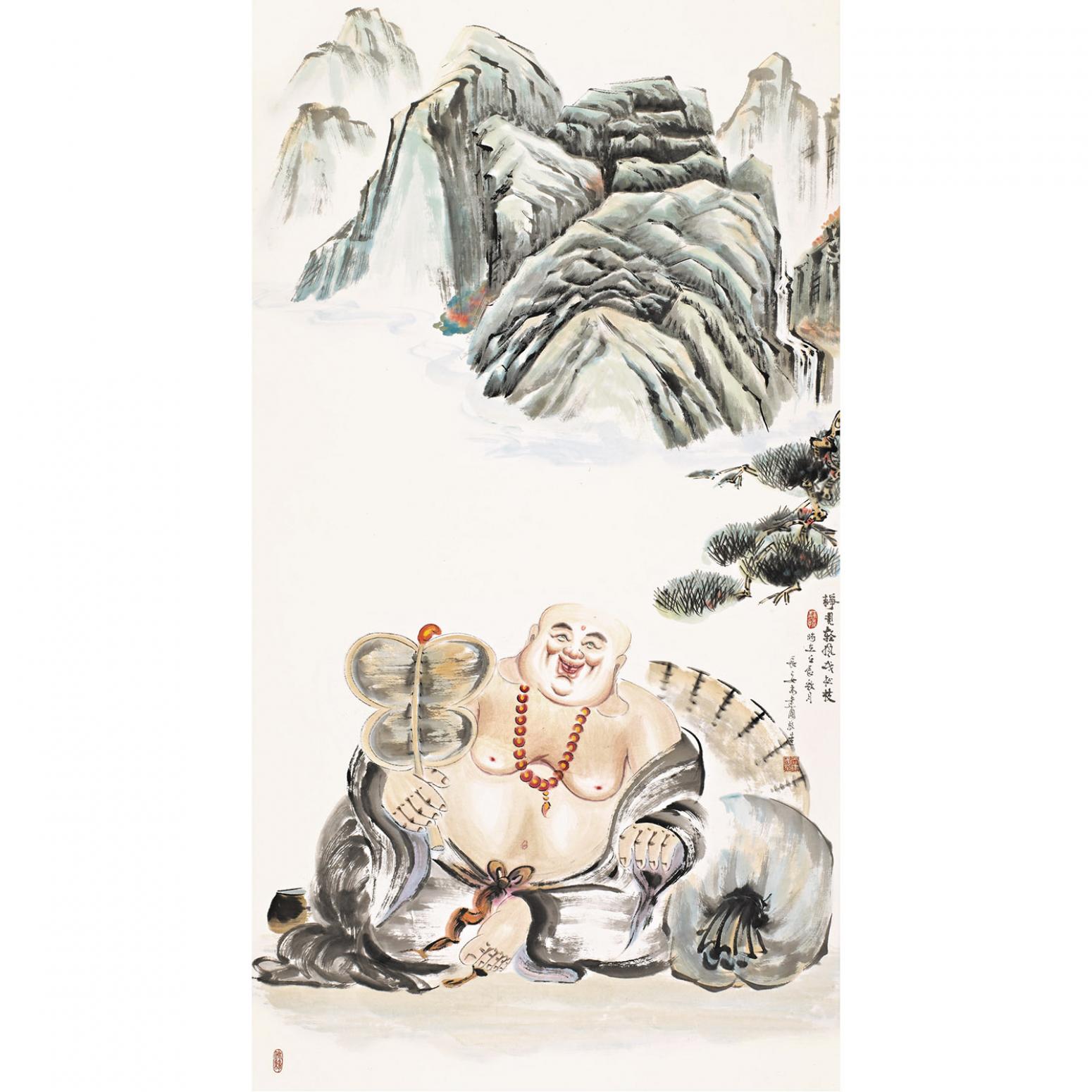国画作品《【大自在弥勒佛30】作者尚建国》