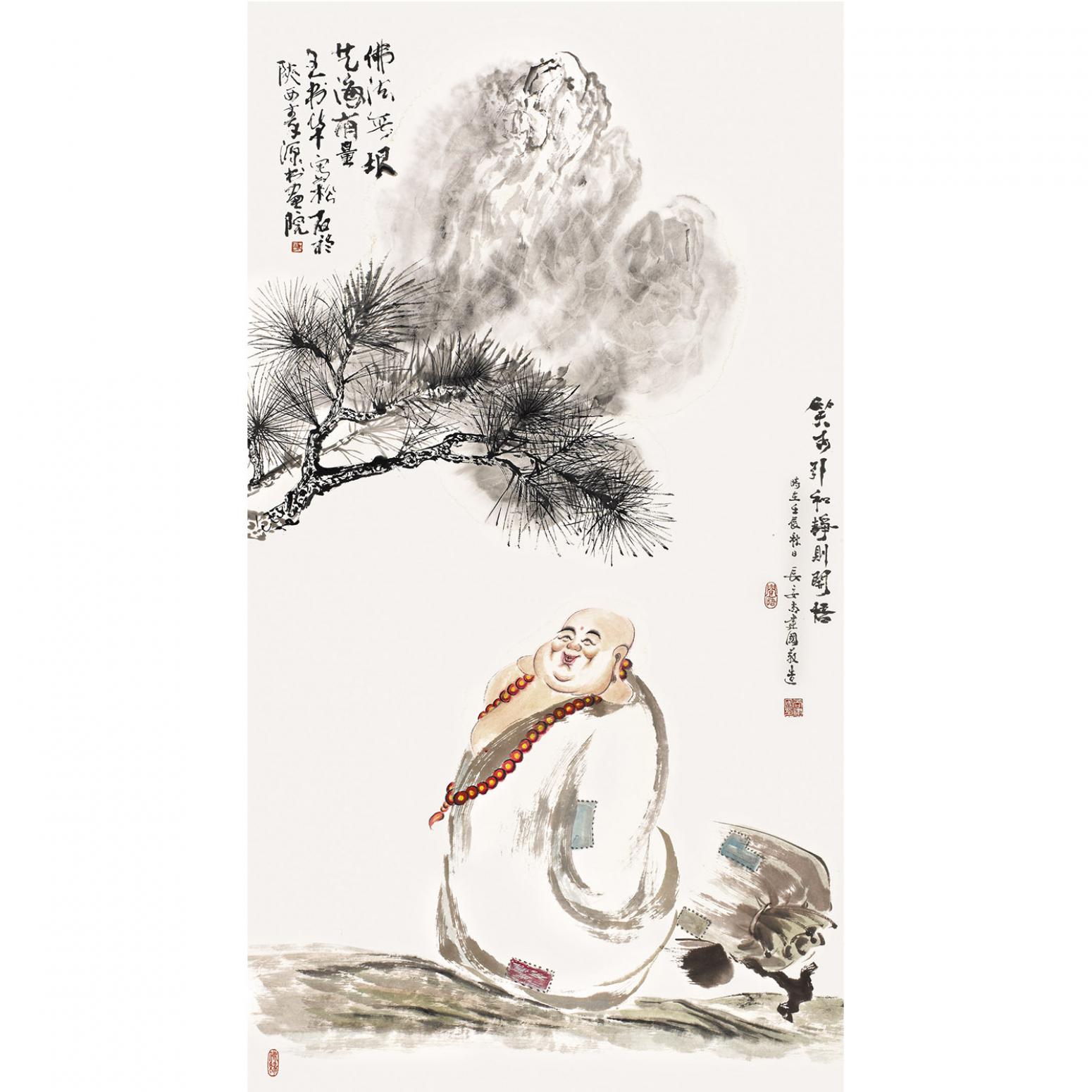 尚建国国画作品【大自在弥勒佛65】作者尚建国》