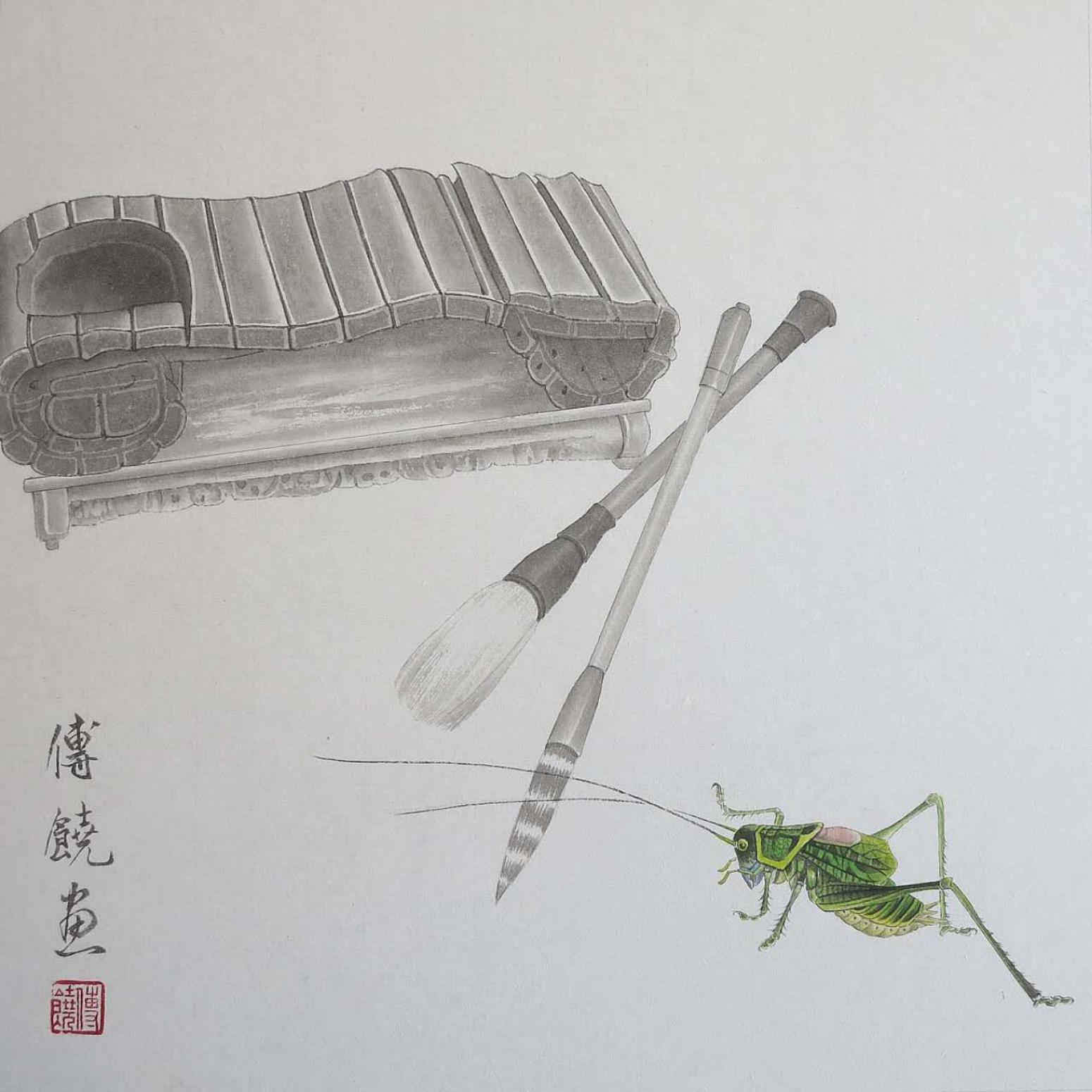 国画作品《【蝈蝈】作者傅饶》傅饶发布