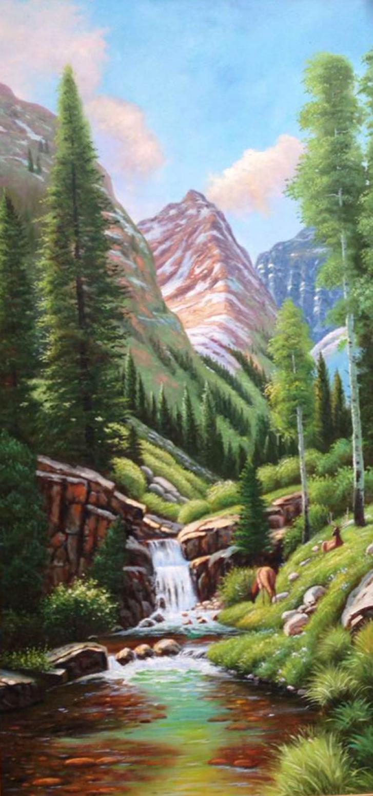 莫明标油画作品《【绿水青山】作者莫明标 临摹》