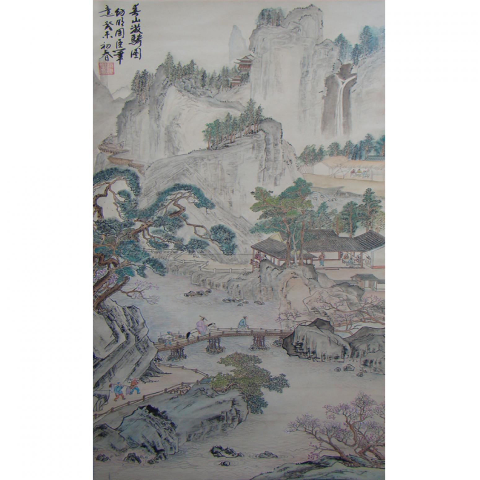 赵建乐国画作品《【春山游骑图】作者赵建乐》