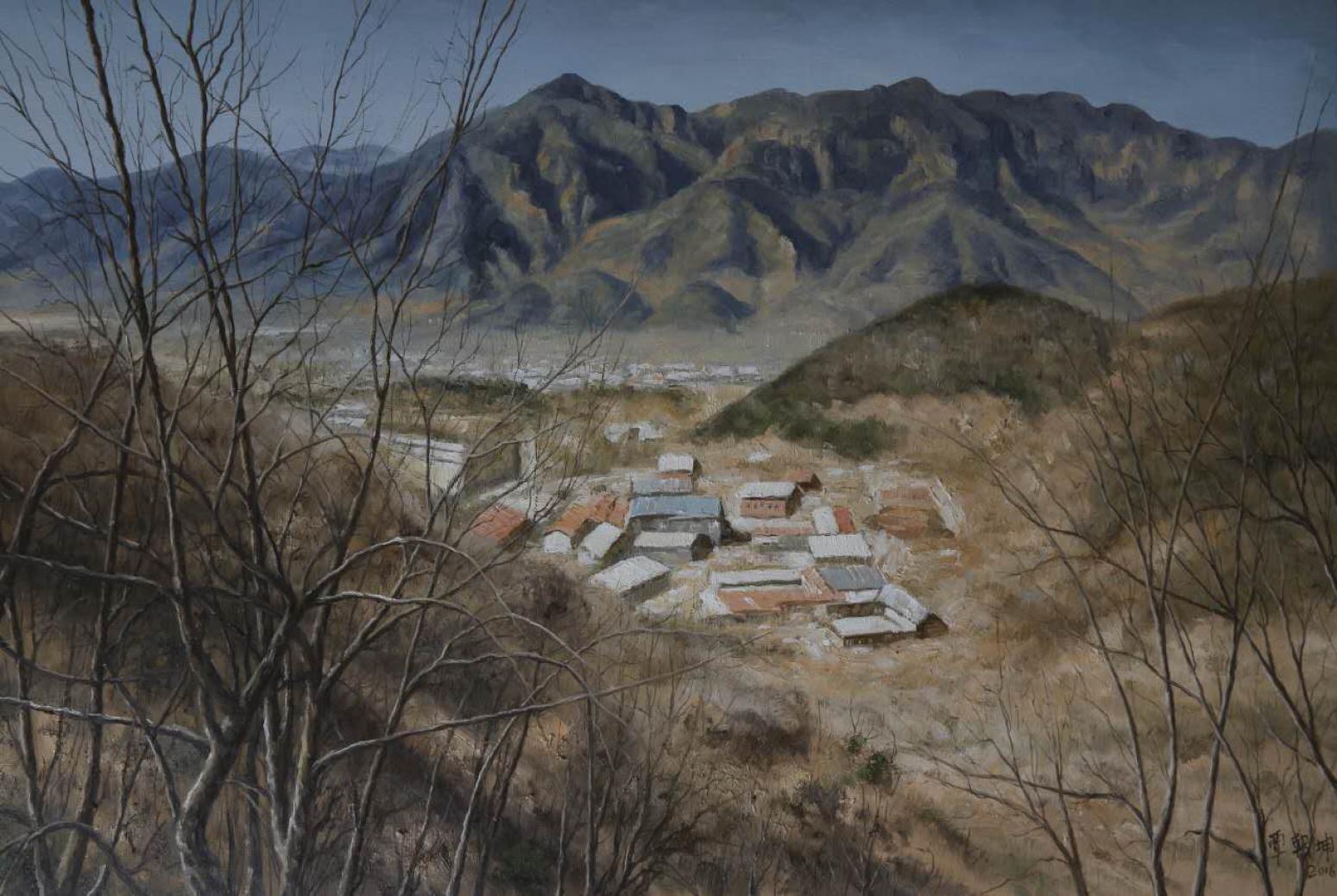 覃朝坤油画作品【山寨】作者覃朝坤》