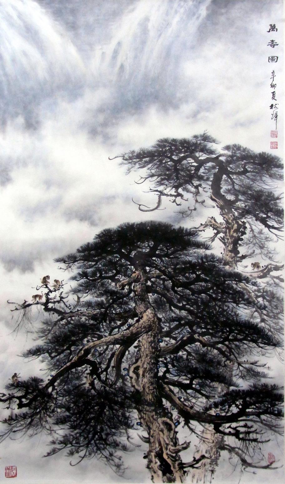 罗树辉国画作品《【万寿图】作者罗树辉》