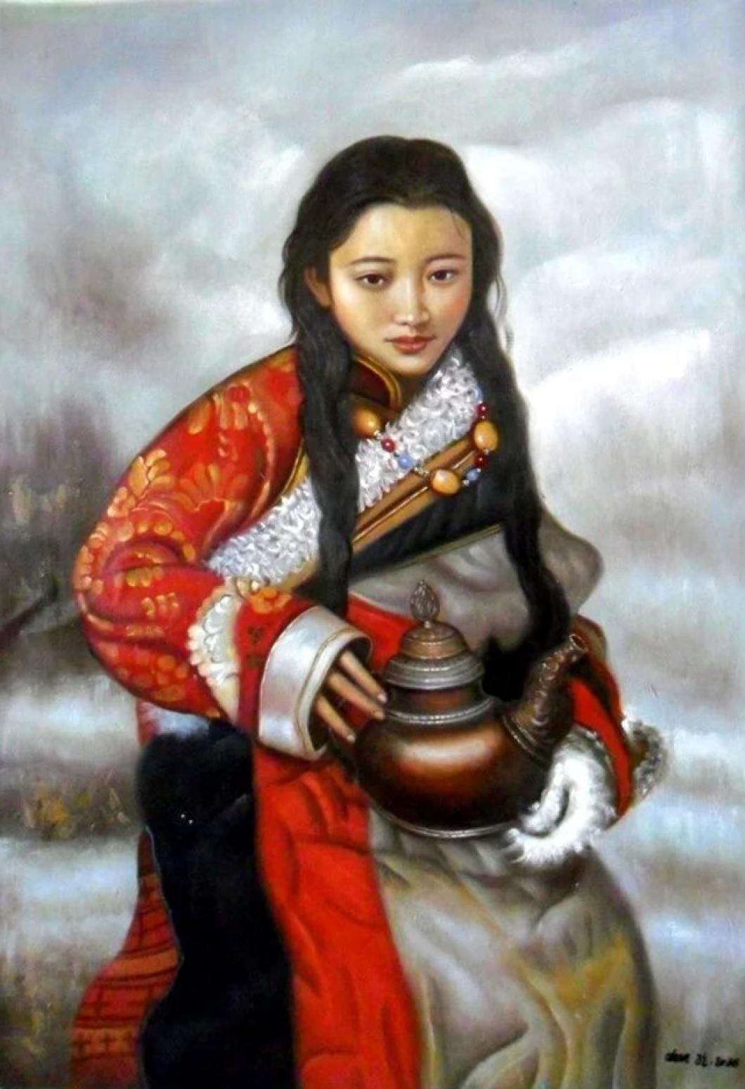 陈力油画作品《少数民族人物油画》