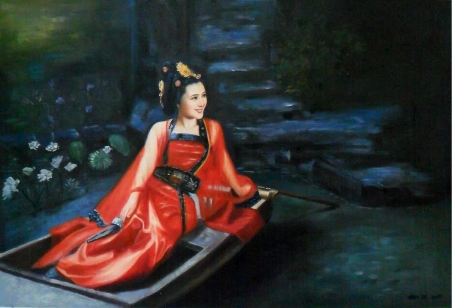 陈力油画作品《古代美女油画》