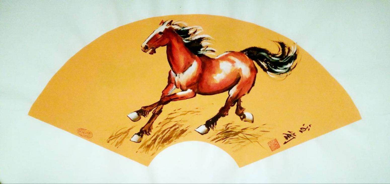 杨金岗国画作品《【奔马】作者杨金岗》