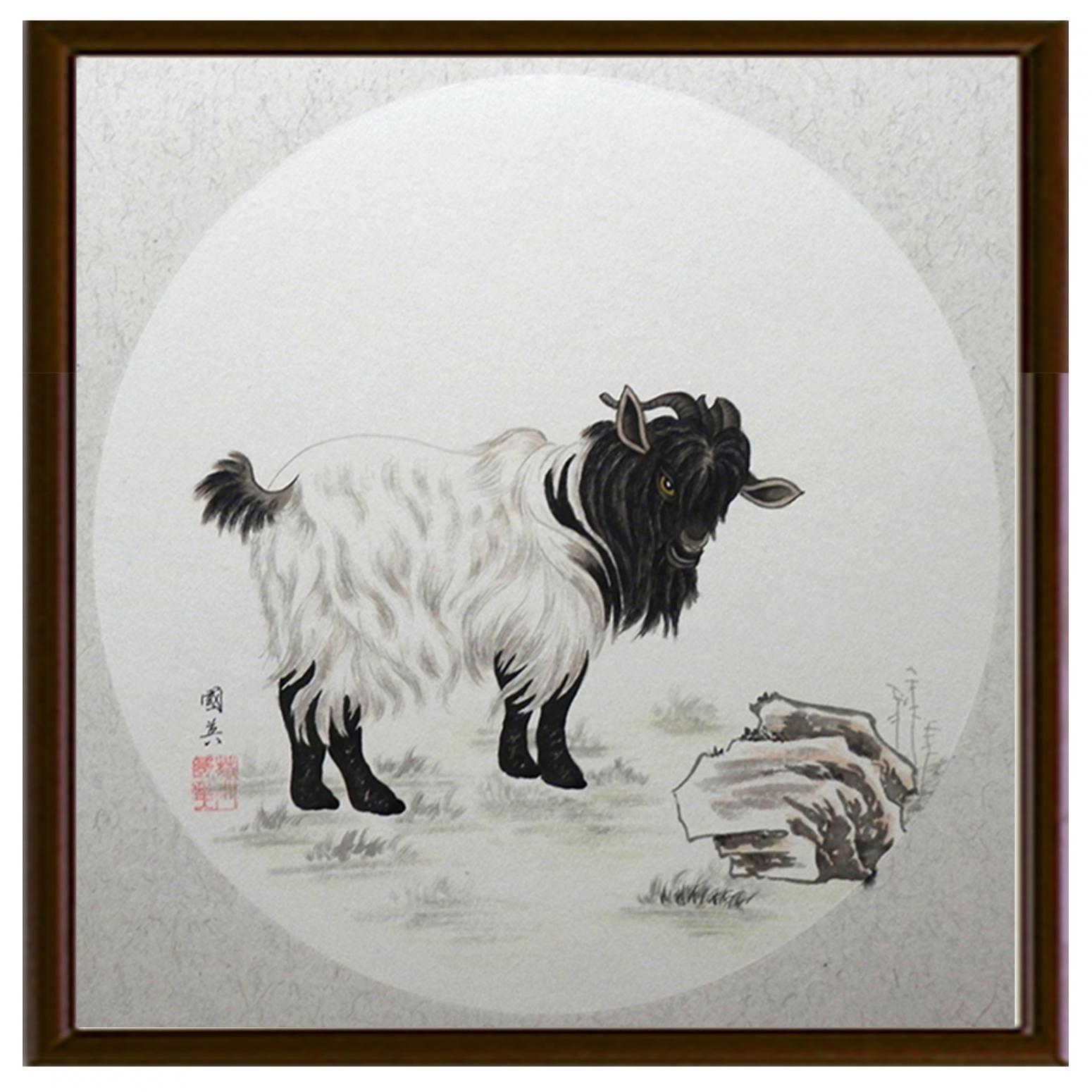 蔡国英国画作品生肖羊作者蔡国英