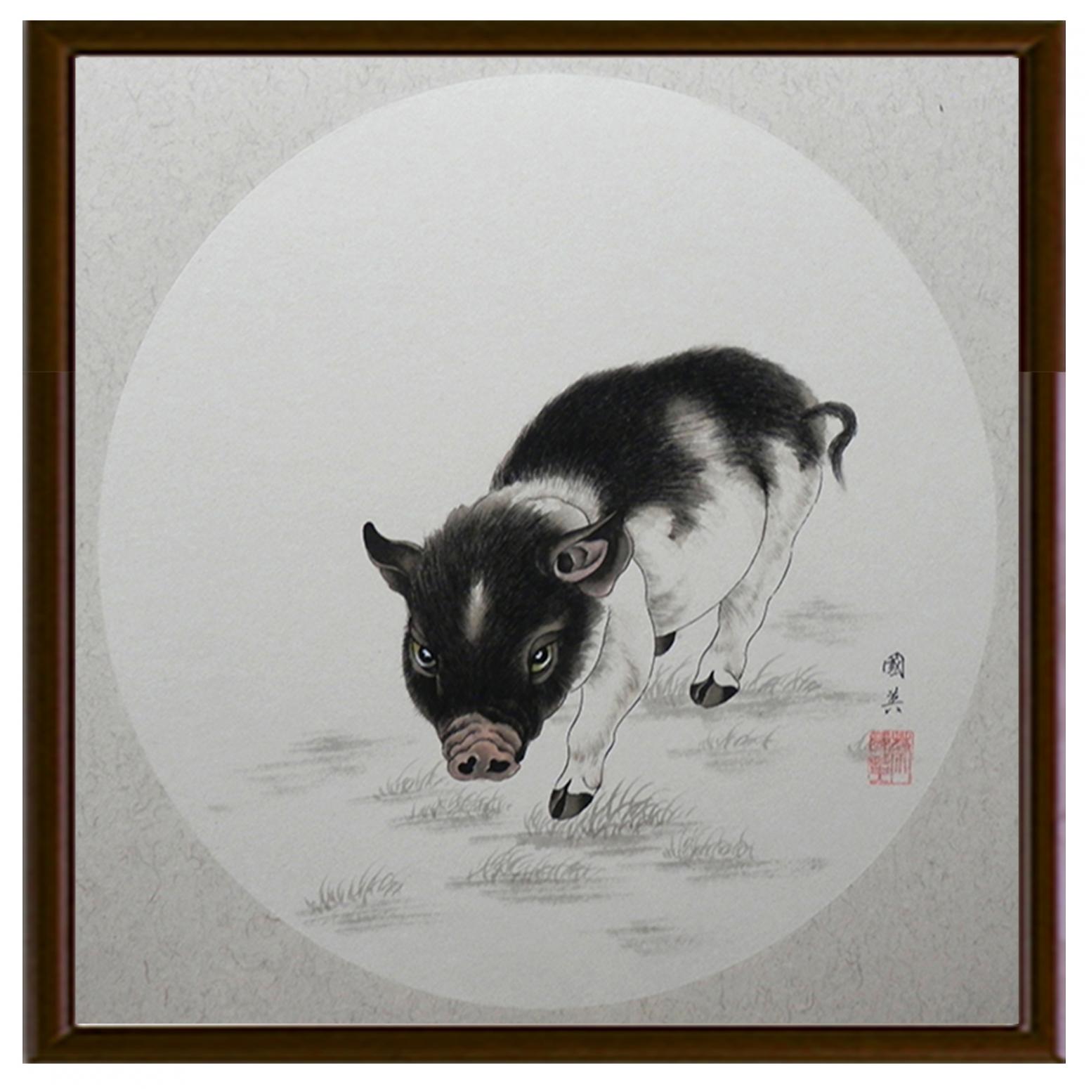 国画作品【生肖猪】作者蔡国英》蔡国英发布