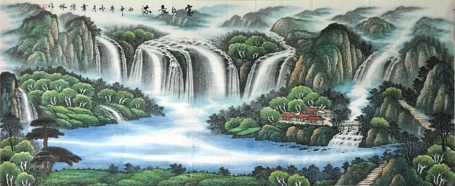 韦杰球国画作品高山流水28作者韦杰球