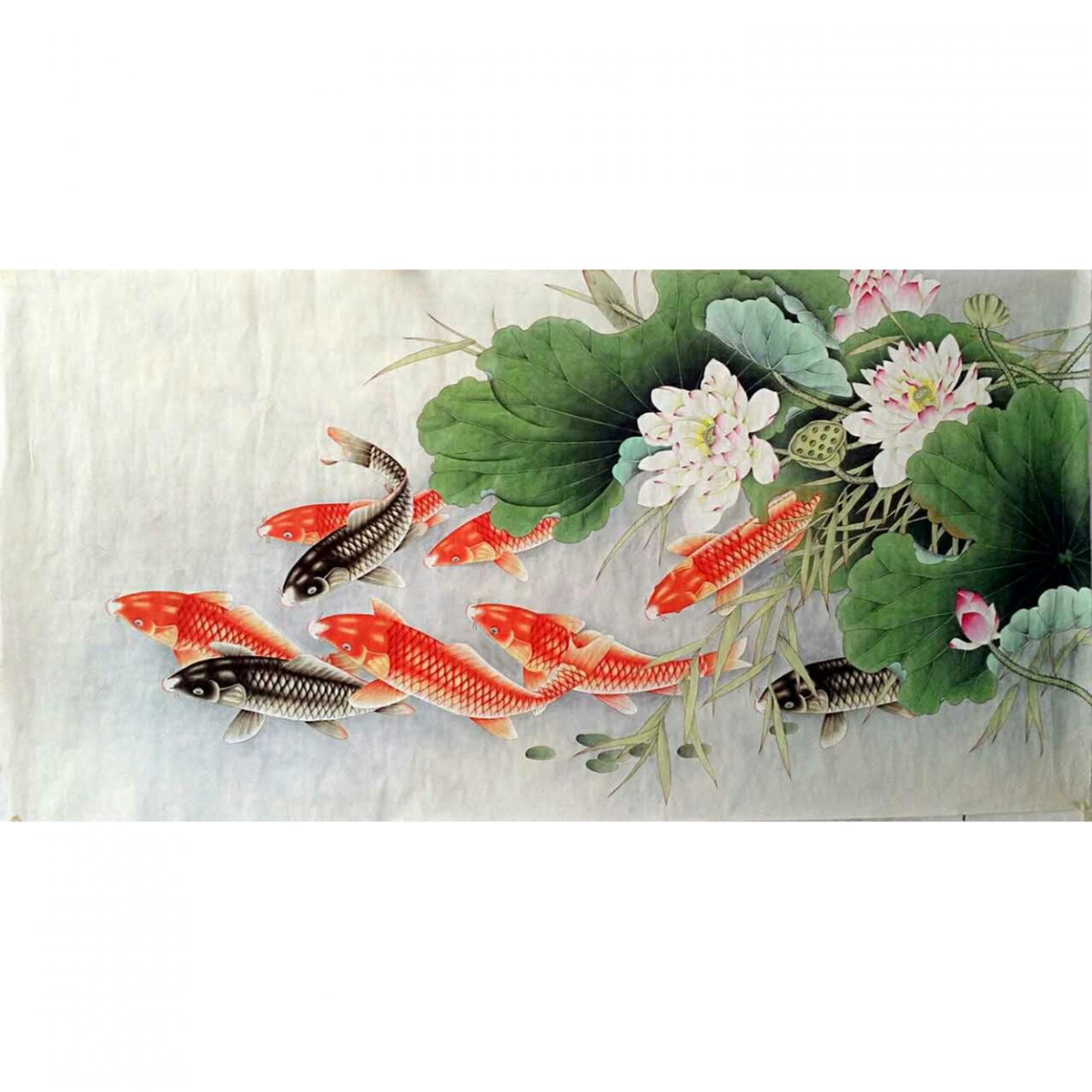 胡记领国画作品连年有余2作者胡记领