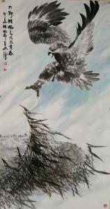 艺术品图片：艺术家石川国画作品名称《鹰-大野雄风》议价