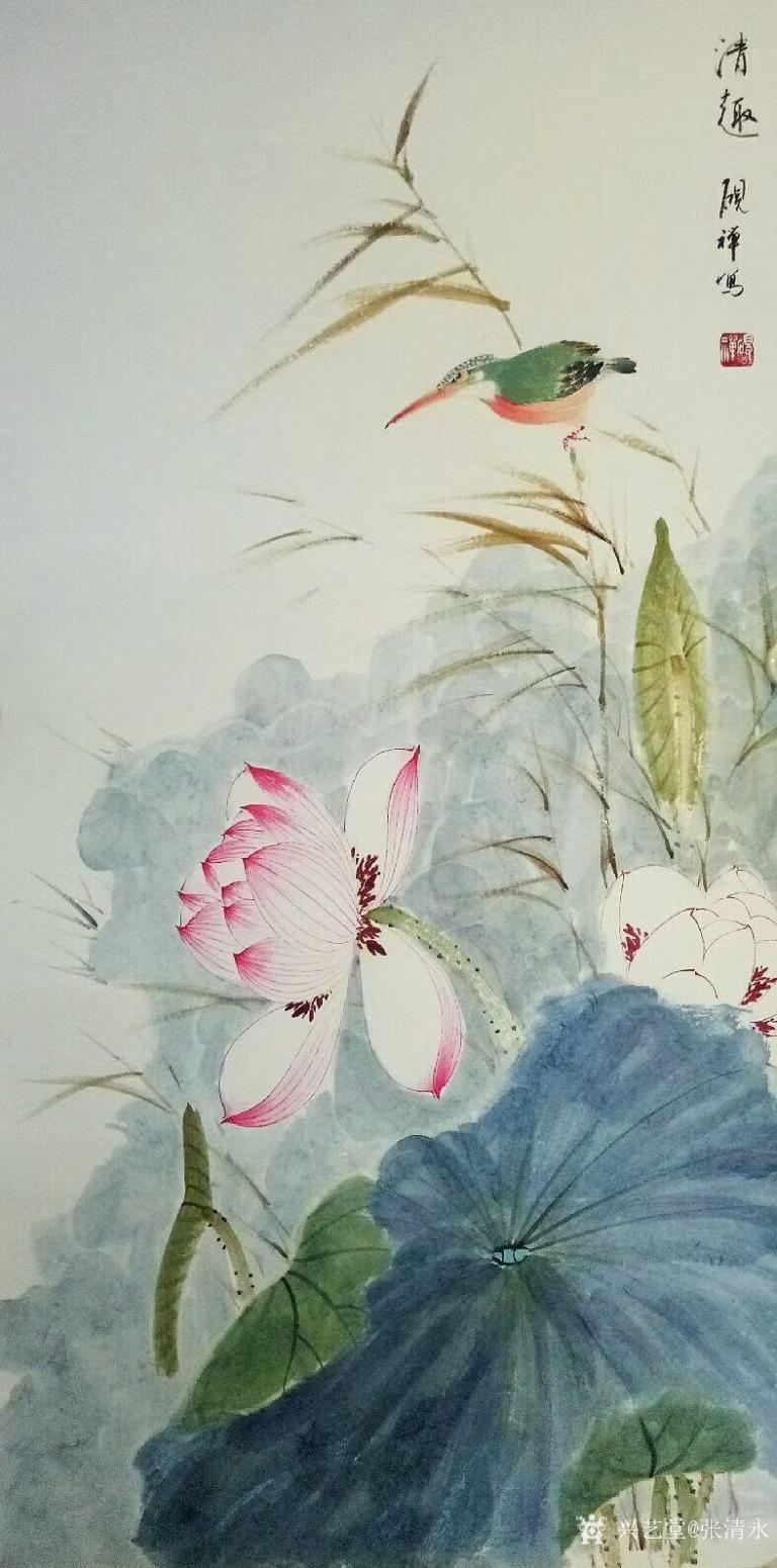 张清永国画作品《荷花-清趣2》