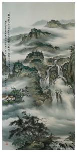 艺术品图片：艺术家刘剑刚国画作品名称《山水—满地松荫六月凉》议价