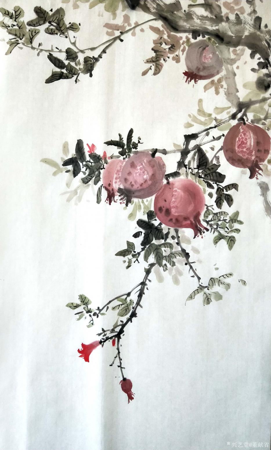 董献省国画作品《石榴》