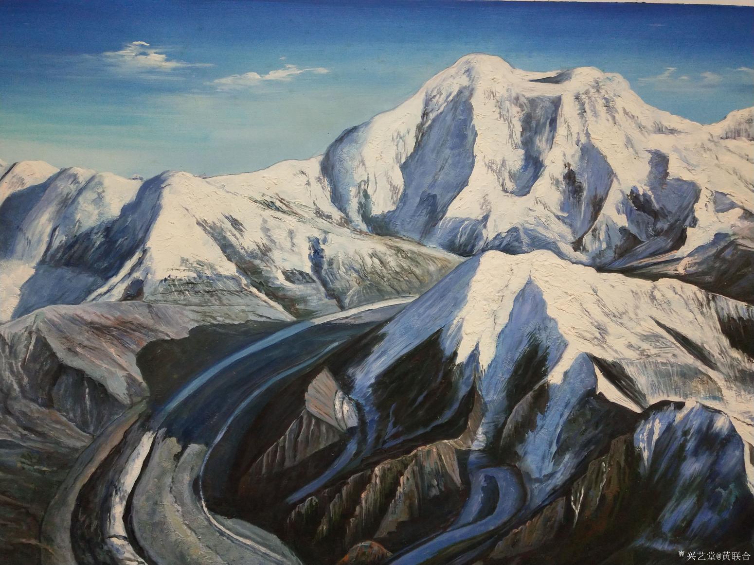 黄联合油画作品《雪山》