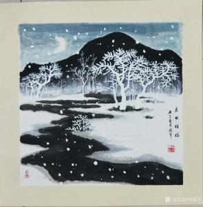 艺术品图片：艺术家李振军国画作品名称《雪景-月映祥瑞》价格480.00 元