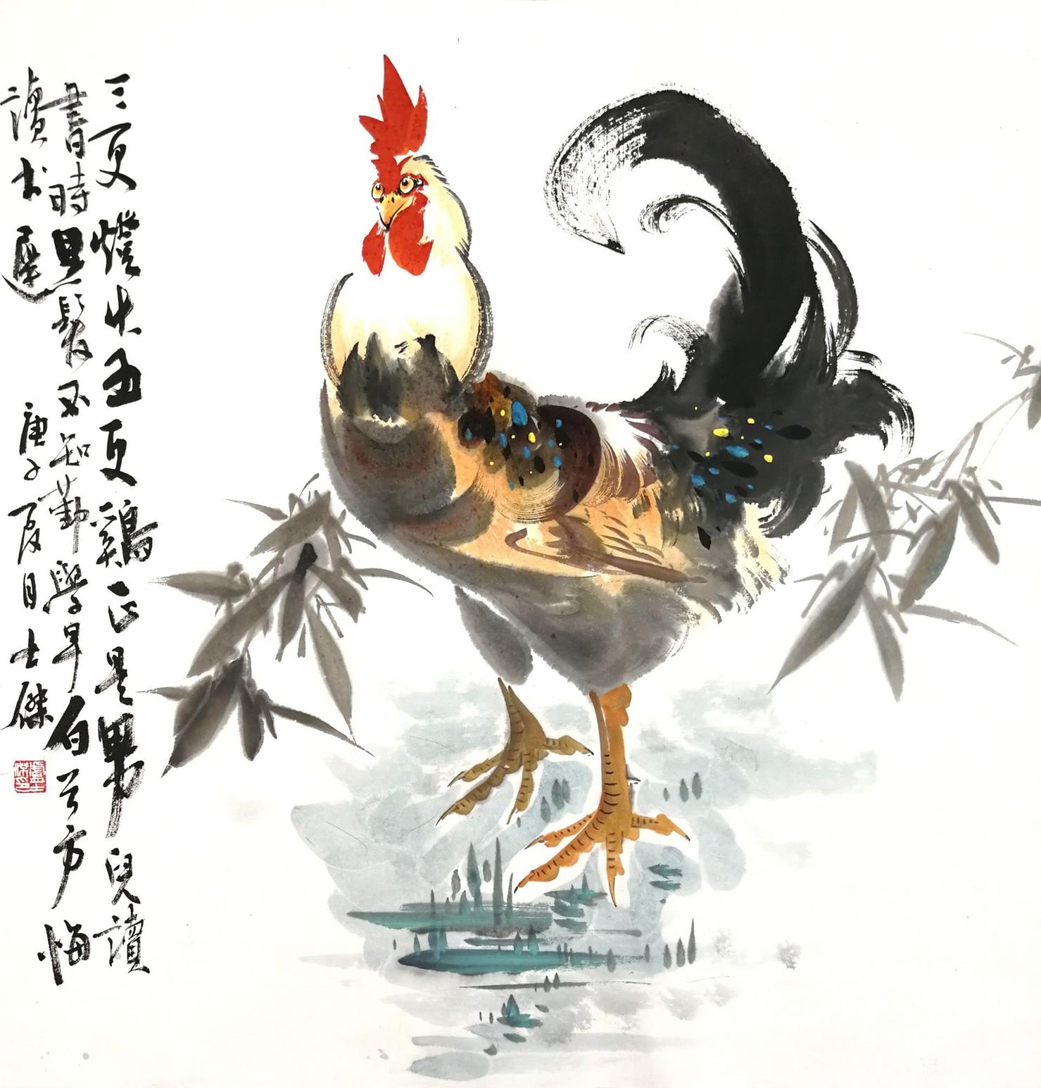 卢士杰国画作品三更灯火五更鸡