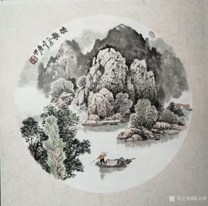 艺术品图片：艺术家陈庆明国画作品名称《山水-渔歌》价格600.00 元