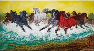 艺术品图片：艺术家叶英伦国画作品名称《八骏马》价格8600000.00 元