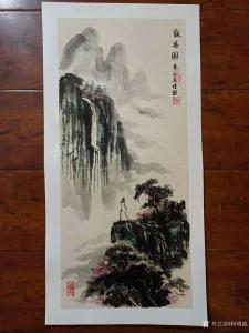 艺术品图片：艺术家杨增超国画作品名称《山水人物画-观瀑图》议价