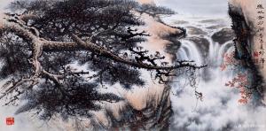 艺术品图片：艺术家罗树辉国画作品名称《山水画-猿戏云水间》价格80000.00 元