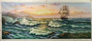 艺术品图片：艺术家黄联合油画作品名称《油画一帆风顺》议价