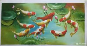 艺术品图片：艺术家黎群油画作品名称《九鱼图（六）横幅》价格1000.00 元