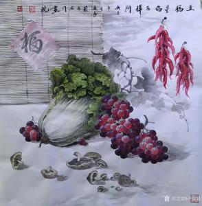 艺术品图片：艺术家卢俊良国画作品名称《五福星临吉祥门》价格1000.00 元