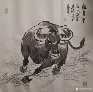 艺术品图片：艺术家刘建国国画作品名称《报春牛》价格600.00 元