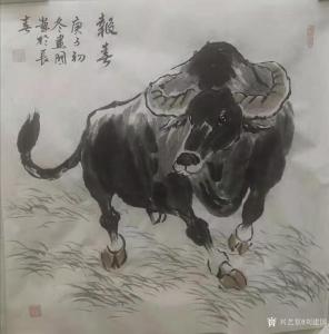 艺术品图片：艺术家刘建国国画作品名称《牛-报春》价格600.00 元