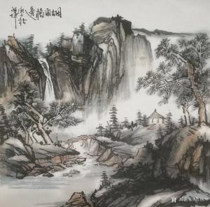 艺术品图片：艺术家张祖坤国画作品名称《山水-烟雨桥边》议价