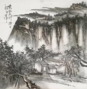 艺术品图片：艺术家张祖坤国画作品名称《山水-峡谷太行》议价