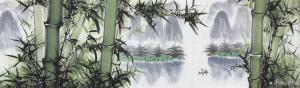 艺术品图片：艺术家郭浩艺国画作品名称《山水-平安富贵竹1》议价