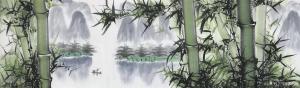 艺术品图片：艺术家郭浩艺国画作品名称《山水-平安富贵竹3》议价